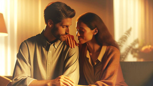 Un uomo e una donna che si tengono amorevolmente