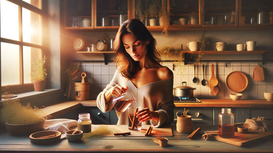 Donna che prepara una bevanda in cucina