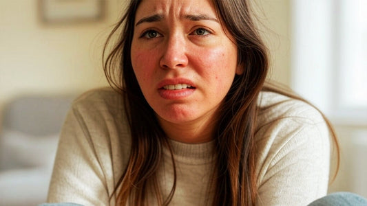 Donna che ha una reazione allergica