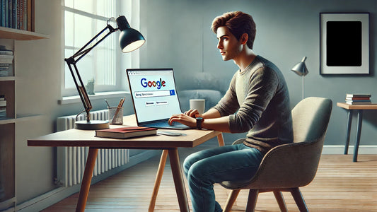 Uomo che fa ricerche su Google