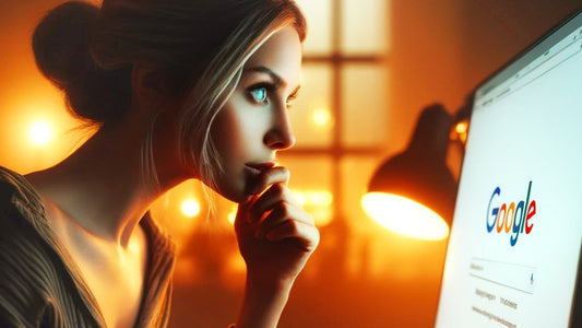 Immagine di una donna che cerca informazioni su Google